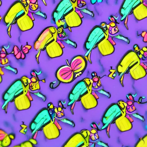 Image similar to lisa frank new school planner series, rainbow neon technicolor insects