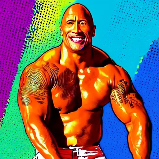 Dwayne Johnson raising his eyebrow, pop art, vibrant | Stable Diffusion ...