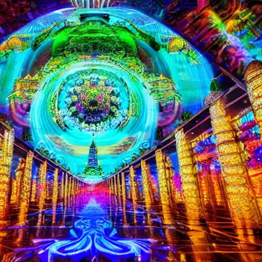 Prompt: a biggest temple of the world in magical universe, dreamy, magical effect, glowing effect, hyperreal, hyperdetailed