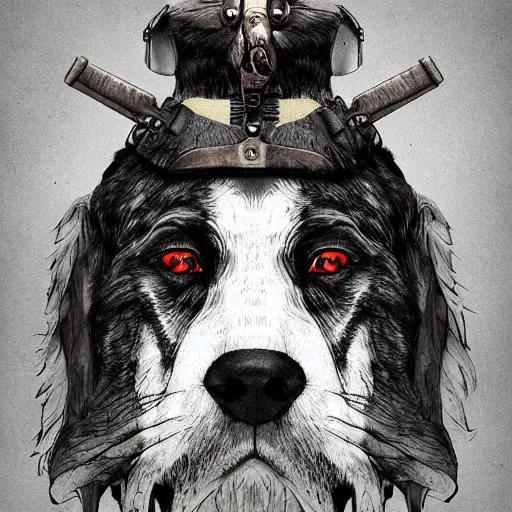 Prompt: portrait of a dog soldiers, trending on artstation