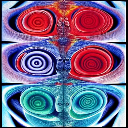 Prompt: Steps of the morphogenesis of a human embryo. Alex Grey style