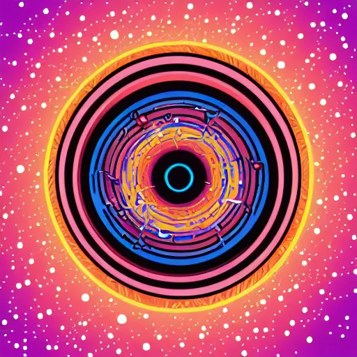 Image similar to 2 planet collapse particle fusion element macro cosmic circle art by butcher billy, sticker, colorful, illustration, highly detailed, simple, smooth and clean vector curves, no jagged lines, vector art, smooth