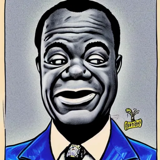 Prompt: “portrait of Louis Armstrong, by Robert crumb, coloured, graphic”