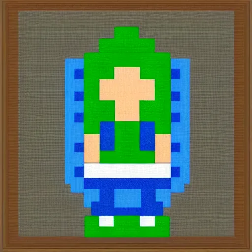 link from legend of zelda in cross stitch pattern, 8bit, Stable Diffusion