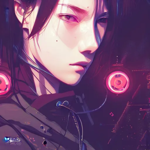 Prompt: by kyoto animation, cool girl wearing cyberpunk intricate streetwear, beautiful, detailed symmetrical close up portrait, intricate complexity, in the style of artgerm and ilya kuvshinov, cell shaded, 4 k, concept art, by wlop, krenz cushart, greg rutkowski, pixiv. cinematic dramatic atmosphere, cinematic lighting, studio quality