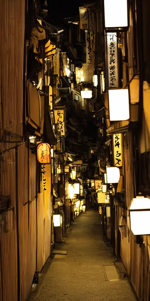 Prompt: view of an alley in japan at night