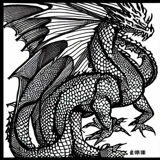 Prompt: “fire breathing dragon, manga style”