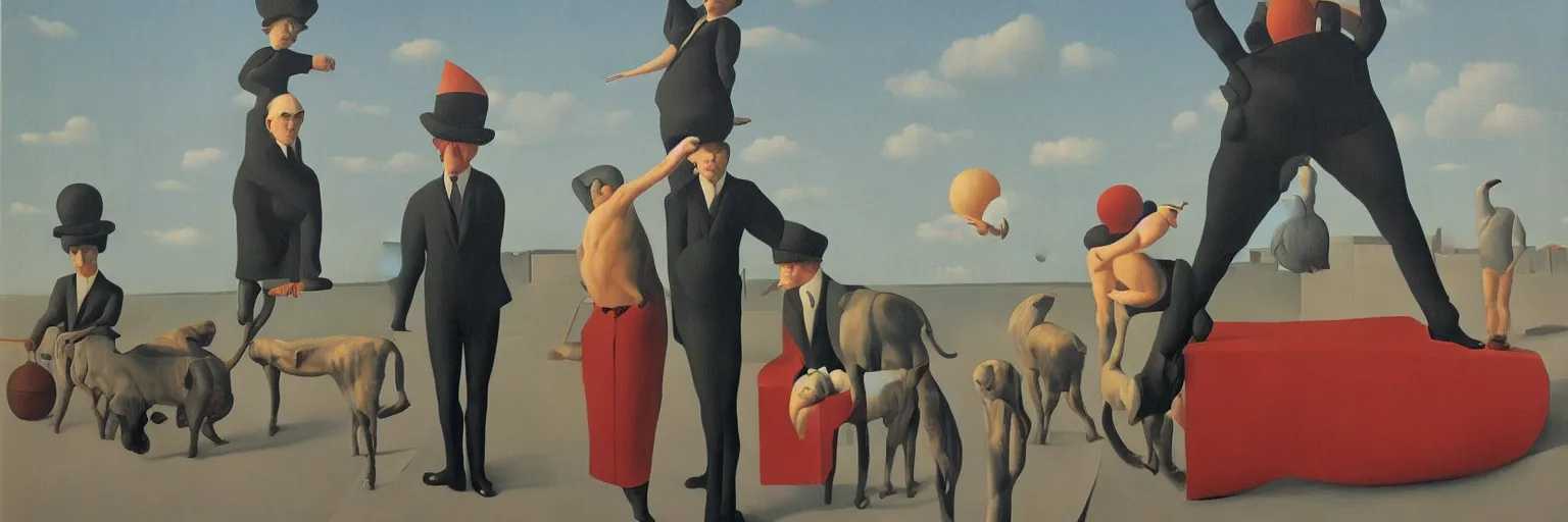 Prompt: circus oil painting magritte