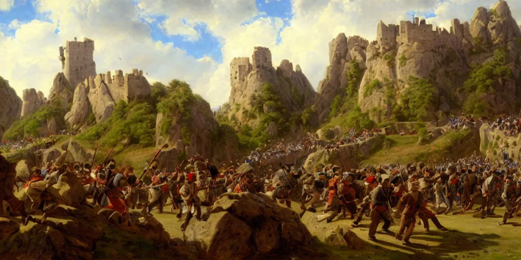 Image similar to landscape portrait of a marmots storming the bastille, by william sidney mount, trending on artstation