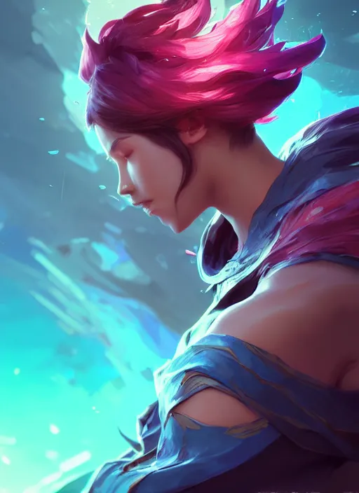 Prompt: v, league of legends splash art, path traced, octane render, highly detailed, high quality, digital painting, hd, alena aenami, lilia alvarado, shinji aramaki, karol bak, alphonse mucha, tom bagshaw, colin searle, artstation,