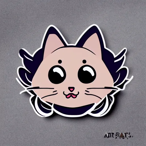 Image similar to Kawaii Cat in the style of redbubble stickers, art by artgerm