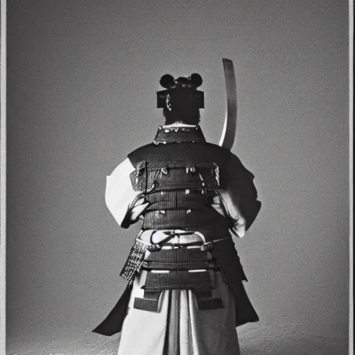 Image similar to A FULL BODY PORTRAIT FROM BEHIND OF A SAMURAI WITH A KATANA AND A CHAIN