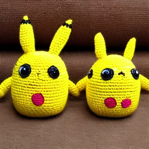 Prompt: a crochet Pikachu