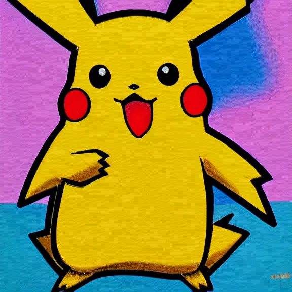 Image similar to pikachu on acid, oil on canvas, painting, 4k