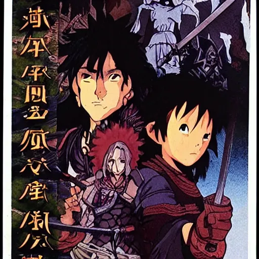 Prompt: An adventuring party navigating a dark dungeon, fantasy, D&D, detailed, 1990's Japanese OVA still, Yuuki Nobuteru