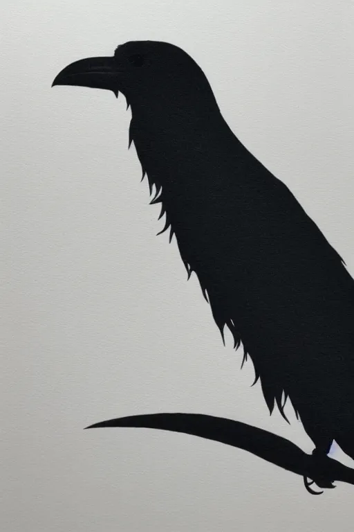 Image similar to beautiful serene smart raven, healing through motion, minimalistic golden ink airbrush painting on white background, studio ghibli