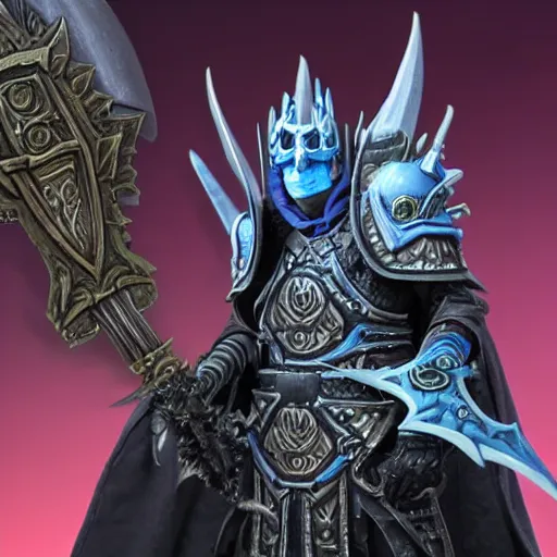 Image similar to world of warcraft lich king face close up with plastic surgery