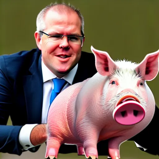 Prompt: scott morrison with the body of a pig