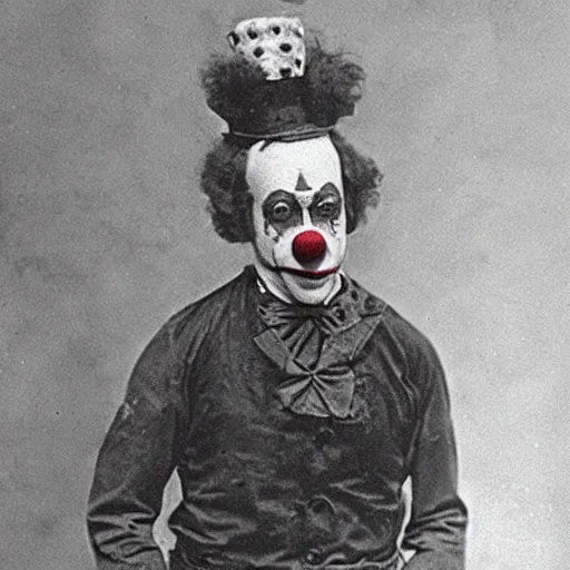 Image similar to rare photo of clown killer 1 8 5 6