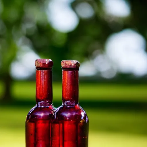 Image similar to symmetrical photo of small bottle standing, park background