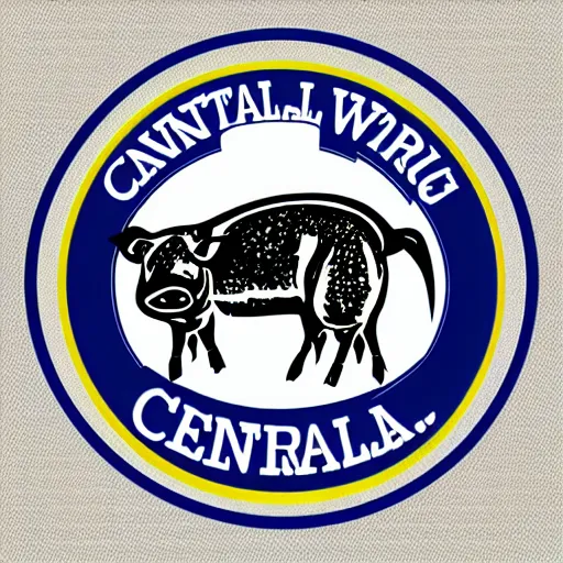 Image similar to “logo for Central Pork, pig, weeds, tall building”