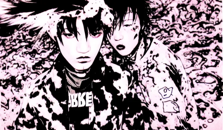 Prompt: Bladee!!!! ascends to Heaven!!!!, are-bure-boke, 35mm film, by Daido Moriyama