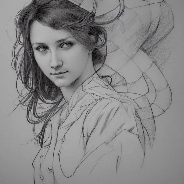 Prompt: hyperrealist pencil sketch of a lovely female nurse by david malan and alphonse mucha, fantasy art, drawing, circular composition!!!, dynamic lighting, artstation, poster, volumetric lighting, very detailed faces, 4 k, award winning