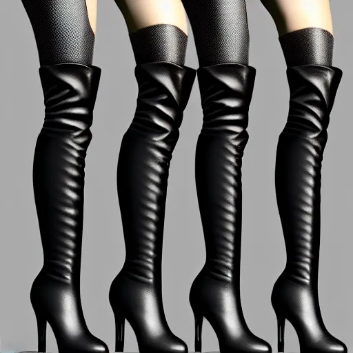 Prompt: knee high boots inspired by rats, design, sharp focus, very detailed, 4 k, octane render, photo taken by nikon