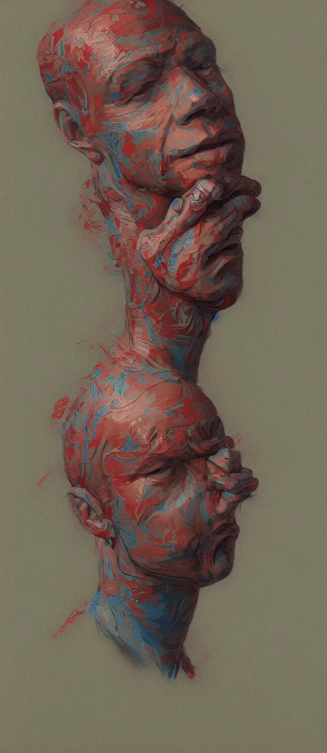 Image similar to man by james jean, high quality masterpiece painted, detailed patterned background, 4 k, trending on artstation, octane render,