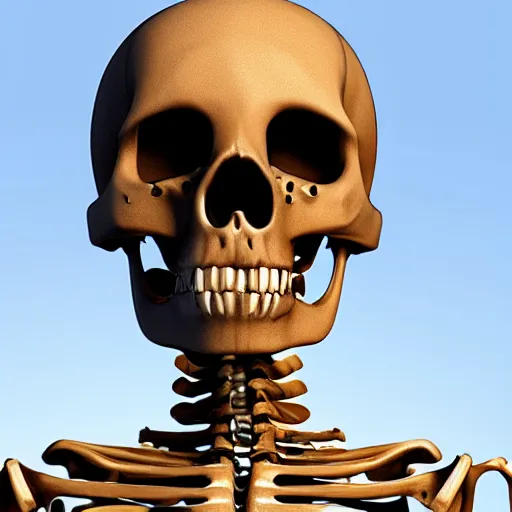 Image similar to a hyperrealistic shocked skeleton with his mouth wide open, anime, 4k