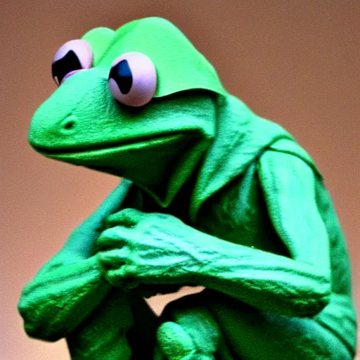 Image similar to The Thinker Kermit the frog by Auguste Rodin