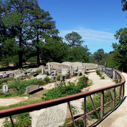 Prompt: A scenic overlook of Billiam's Zoo & Cemetery - n 4