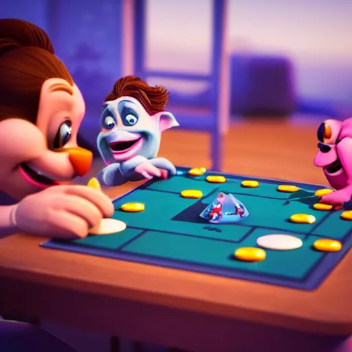 Image similar to ludo game in a different world, ludo in space, game, highly detailed, photorealistic, disney pixar, smooth, octane render, iridescent, 8 k