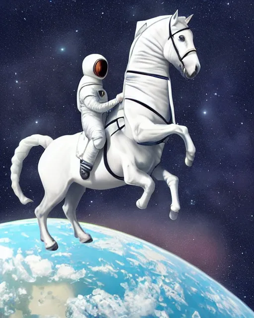 Image similar to sitting horse sitting on top of astronaut, artstation