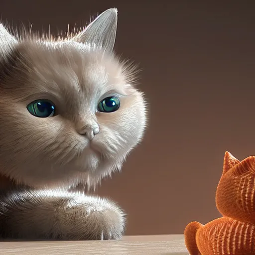 Prompt: a beautifull intricate cute 3 d cat made of fractal, unreal engine, by octane render