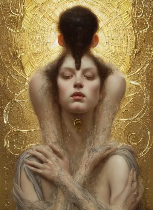 Prompt: highly detailed oil painting | very intricate | cinematic lighting | award - winning | occult magick fashion by alexander mcqueen | by roberto ferri, by tom bagshaw, by j. c. leyendecker and klimt, american romanticism, by austin osman spare, artstation, cgsociety, official art, octane