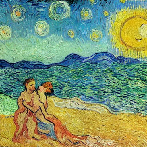 Prompt: the birth of Venus painted by Vincent van gogh, impressionistic visible brushstrokes