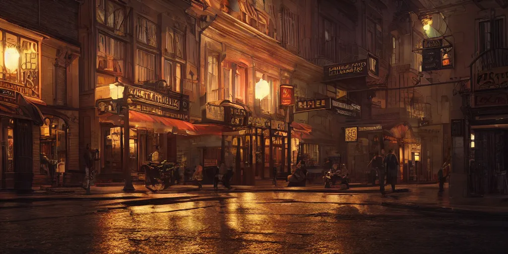 Prompt: Photorealistic theatre on quite Charlottetown night. Hyperdetailed photorealism, UHD, amazing depth, glowing rich colors, golden ration, 3D octane cycle unreal engine 5, 3d shading, cinematic lighting, artstation concept art