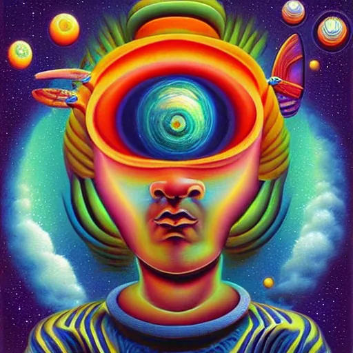 Image similar to psychedelic astronaut attaining enlightenment in the style of octavio ocampo naoto hattori, cg society, trending on artstation, award winning