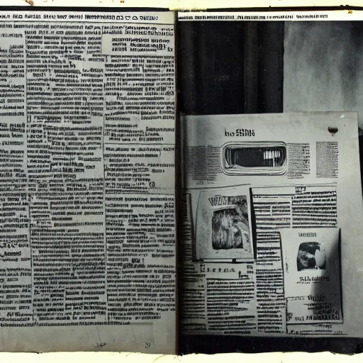 Prompt: A newspaper photography of a ready-made artifact that looks like a found object, offset lithography, 60s style, full page