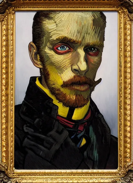 Prompt: oil painting of victorian deadpool created by james jean, vincent van gogh, michaelangelo, fantasy, portrait, highly detailed, large brush strokes