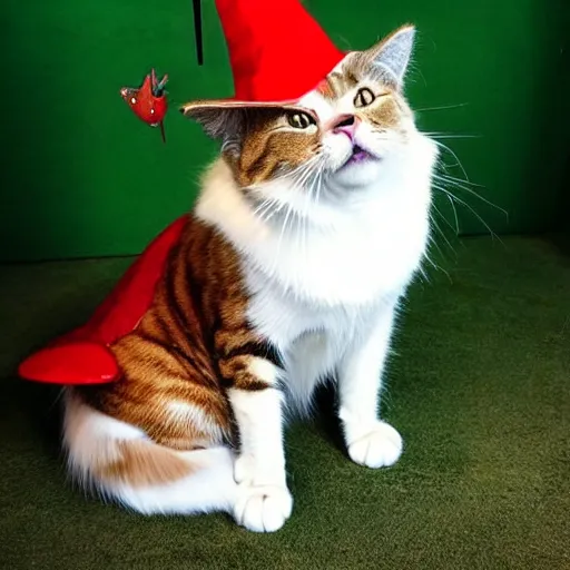 Prompt: magical cat wearing a silly hat