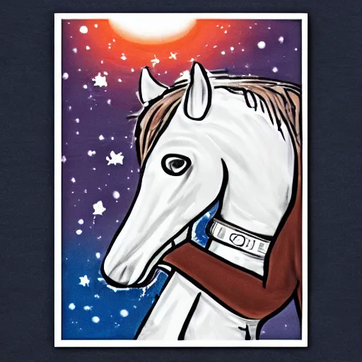 Image similar to horse hugging an astronaut