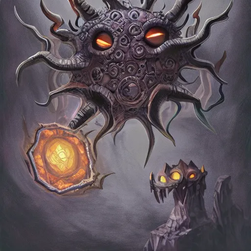 Image similar to d & d beholder, dramatic fantasy art