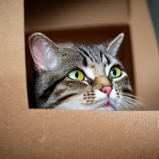 Image similar to cat in a cardboard box