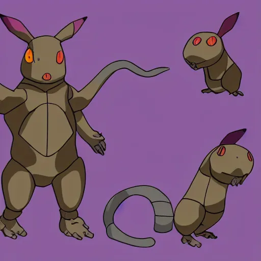 Image similar to mixture between rattata and golem pokemon