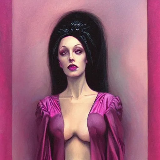 Image similar to portrait of a pink witch, by gerald brom