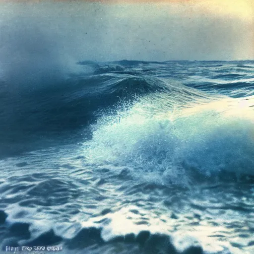 Image similar to a T-34 emerging from Ocean waves, hyperrealistic, Nature photography