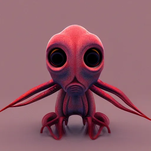 Image similar to “Red skinned squid faced humanoid alien in the style of Star wars. 3D blender render”