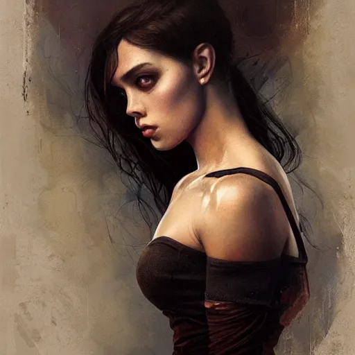 Image similar to painting of a very beautiful girl with muscles lifting weights, very beautiful face, pretty face, very detailed eyes by tom bagshaw, greg rutkowski, wlop